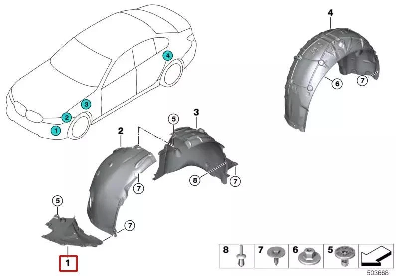 GENUINE BMW 3 SERIES G20 G21 FRONT ARCH LINERS